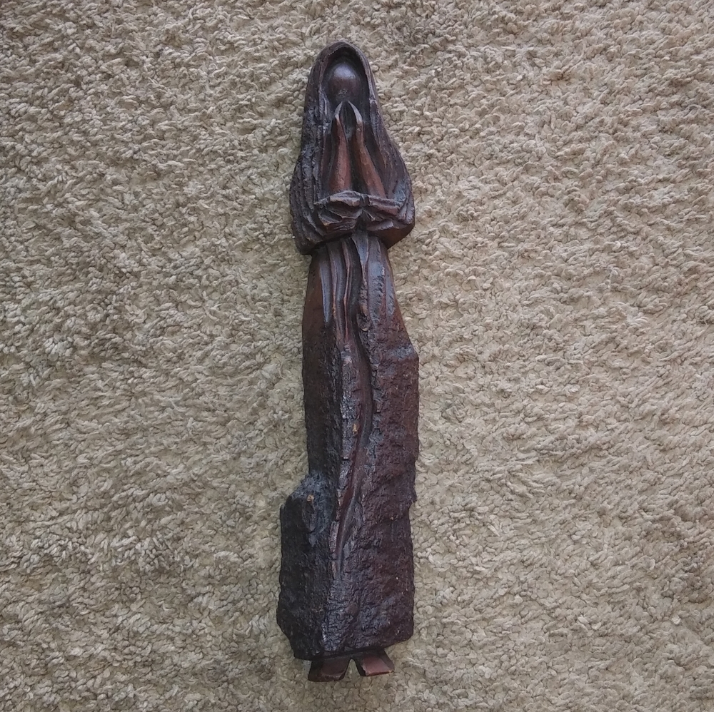 Wood carving of woman praying  from Czech Republic by Pavel Taich